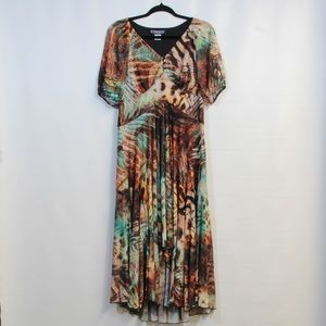 The Pyramid Collection High Low Spirit Animal Bohemian Lined Midi Dress NWOT
